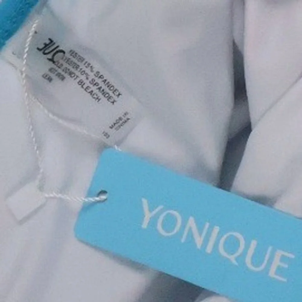 Yonique Tankini Top Halter Floral Blue Tropical Medium NWT